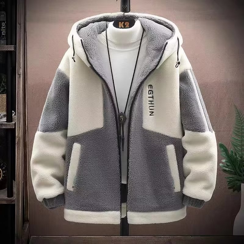  🍂🧥【M-8XL】 Stora šilta plokščia žieminė vyriška vilnonė striukė