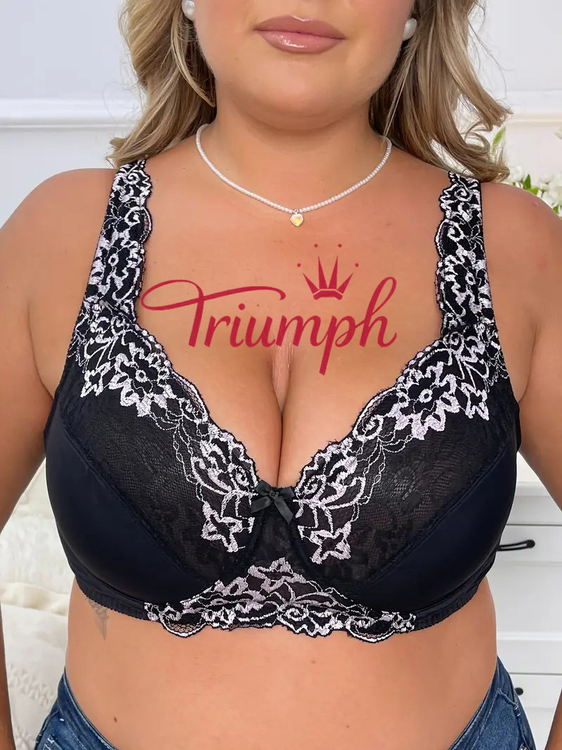 Triumph - 3 vnt. 💥Vintažinė gėlių siuvinėjimo belaidė liemenėlė