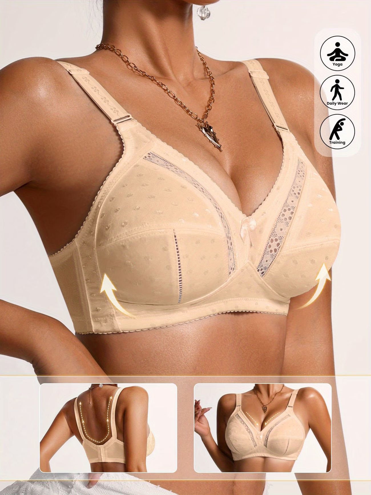 Triumph® 👑4 darabos szett🤍 Plus Size légáteresztő, teljes kosaras, merevítő nélküli melltartó