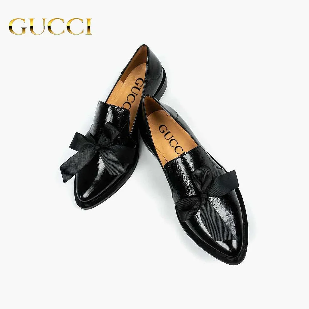 2023 Nowe damskie czarne skórzane buty Gucci®