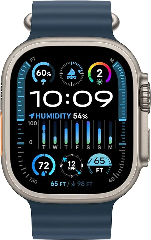 "Apple Watch Ultra 2" išmanusis laikrodis [GPS + Cellular 49 mm]. Kūno rengybos stebėjimo priemonė, tikslus GPS, veiksmo mygtukai, ilgas baterijos veikimo laikas, skaidrus "Retina" ekranas [riešams, kurių perimetras 130–200 mm]