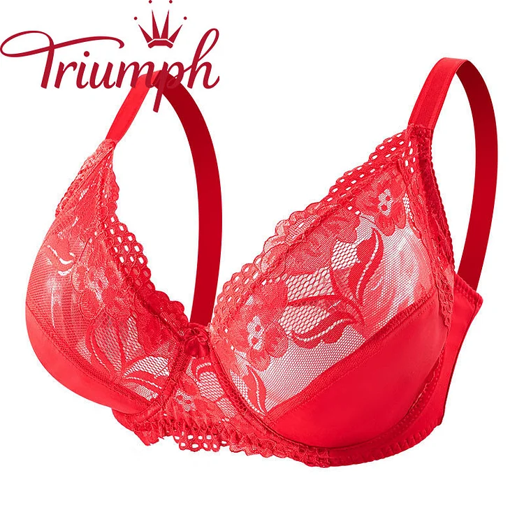 Triumph - 🔥Lenjerie sexy transparentă ultra subțire push up din dantelă [75A-110E] Set 3 bucăți