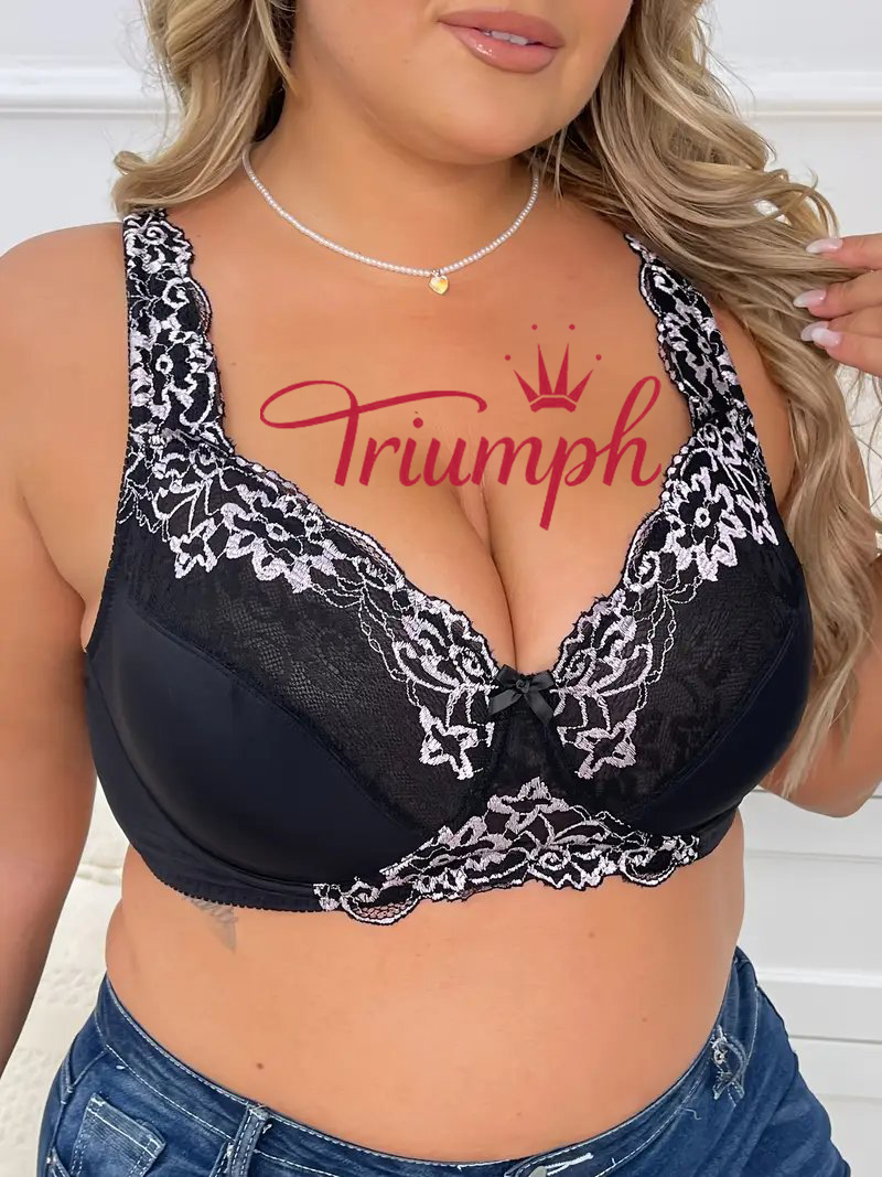 Triumph - 3 vnt. 💥Vintažinė gėlių siuvinėjimo belaidė liemenėlė