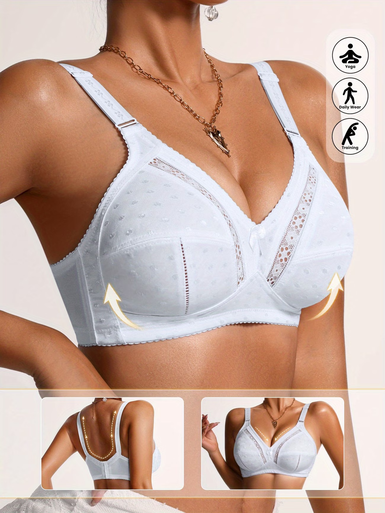 Triumph® 👑4 darabos szett🤍 Plus Size légáteresztő, teljes kosaras, merevítő nélküli melltartó