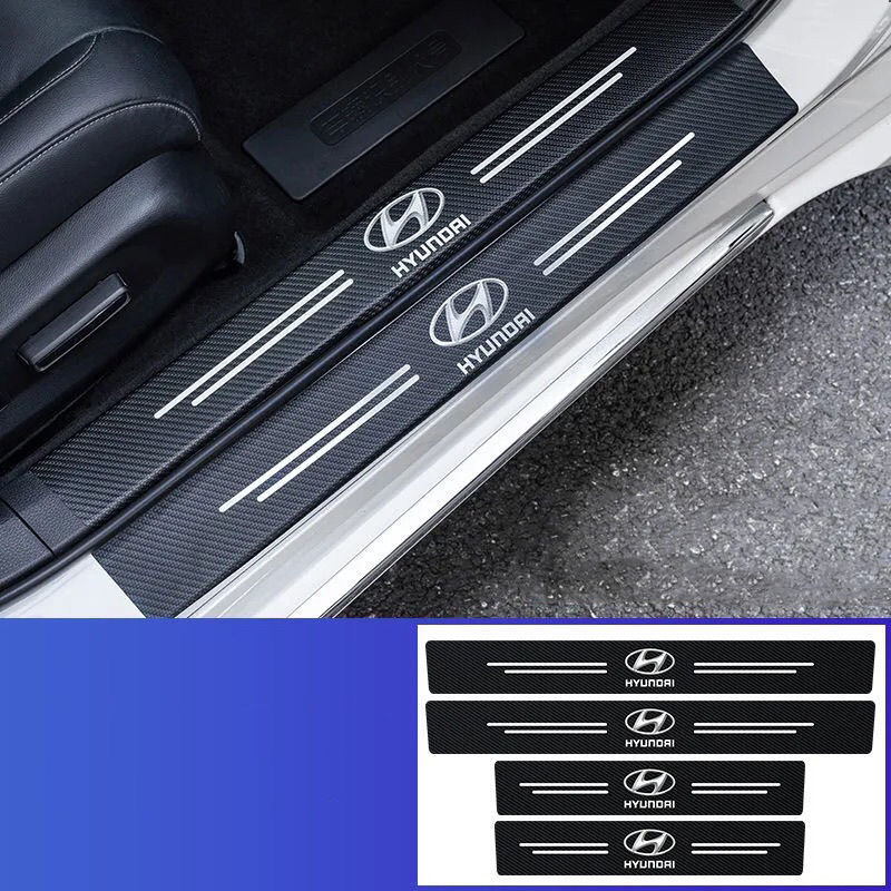 🔥Vroče prodajani🔥Ekskluzivni logotip🔥Avtomobilske usnjene letve iz ogljikovih vlaken na pragovih（4 KOS）