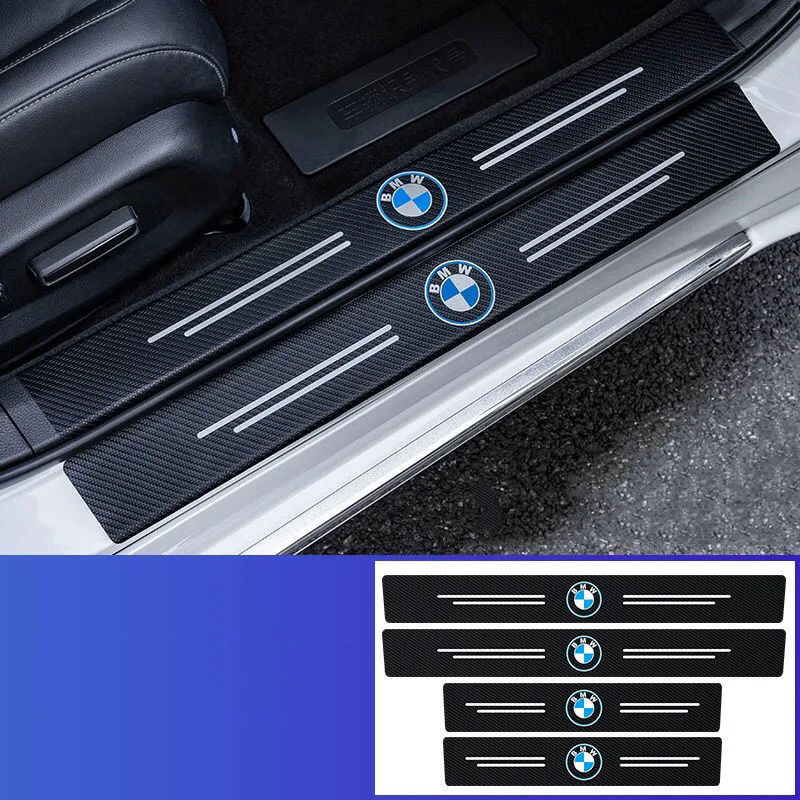 🔥Vroče prodajani🔥Ekskluzivni logotip🔥Avtomobilske usnjene letve iz ogljikovih vlaken na pragovih（4 KOS）