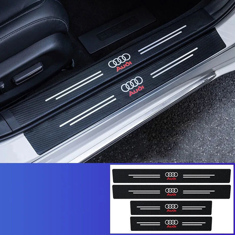 🔥Vroče prodajani🔥Ekskluzivni logotip🔥Avtomobilske usnjene letve iz ogljikovih vlaken na pragovih（4 KOS）