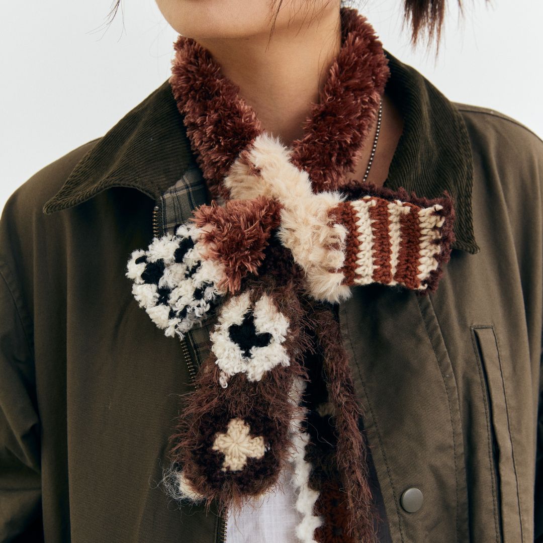 Hand-Crocheted | Vintage Grid Scarf- Artisan Hand-Crocheted--feeky-Unique Sustainable Fashion