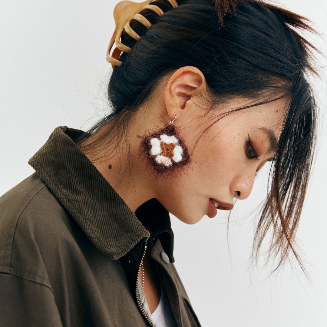 Retro Checkered Earrings