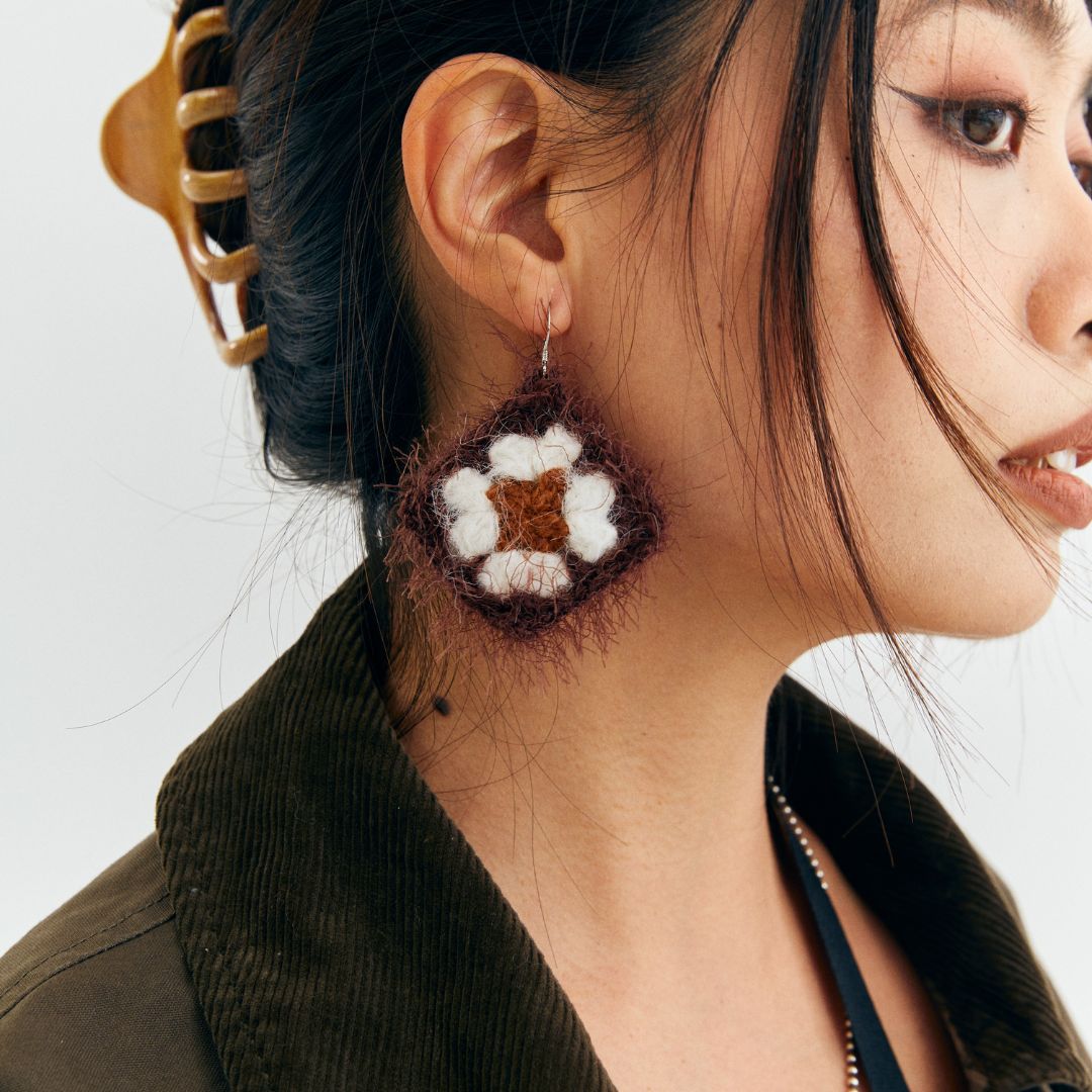 Retro Checkered Earrings