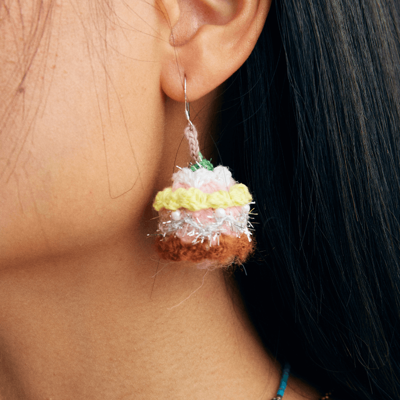  Micro-Crochet | Cake Earrings- Artisan Hand-Crocheted--feeky-Unique Sustainable Fashion