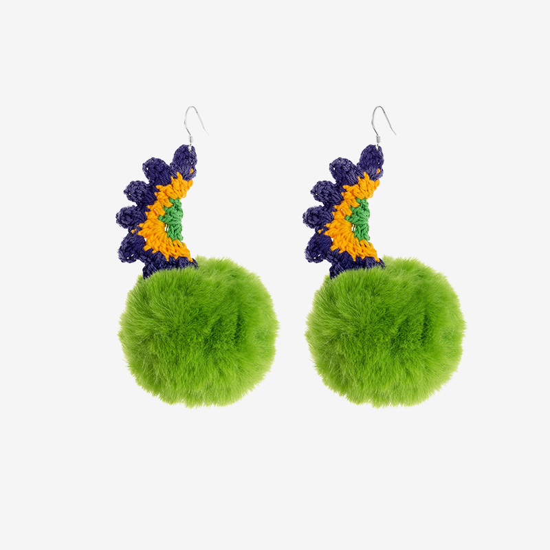 handmade jewelry  unique accessories Pom pom earrings-feekyhand crochet,Suitable for all seasons,Quirky and cute,creative design,interesting earrings