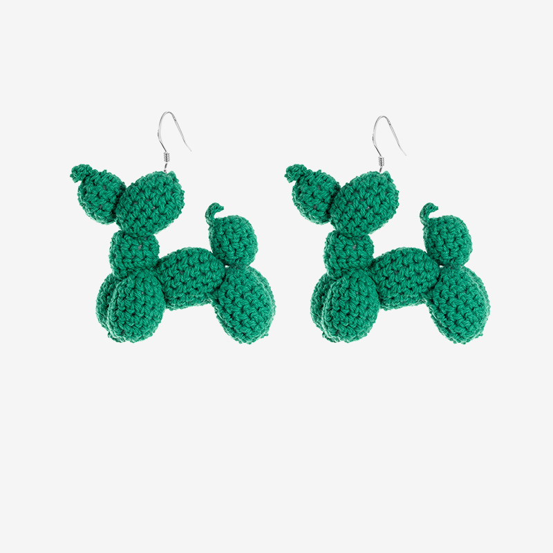 Handmade fashion earrings Green dog earrings-feeky