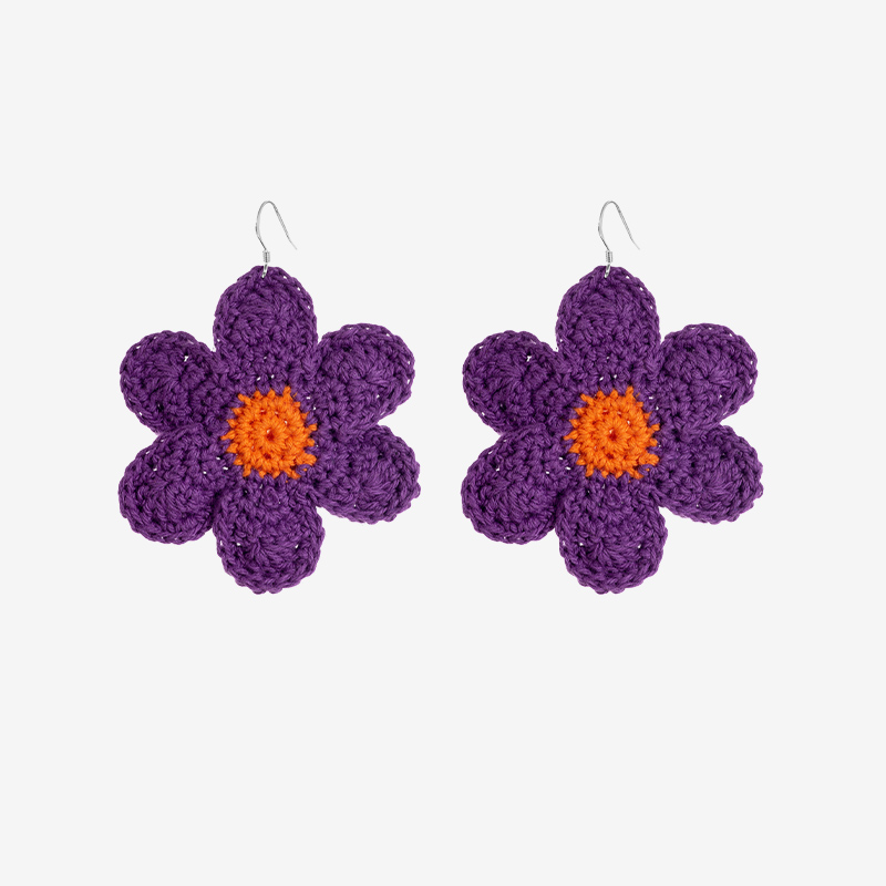 handmade jewelry  unique accessories Purple flower earrings-feeky