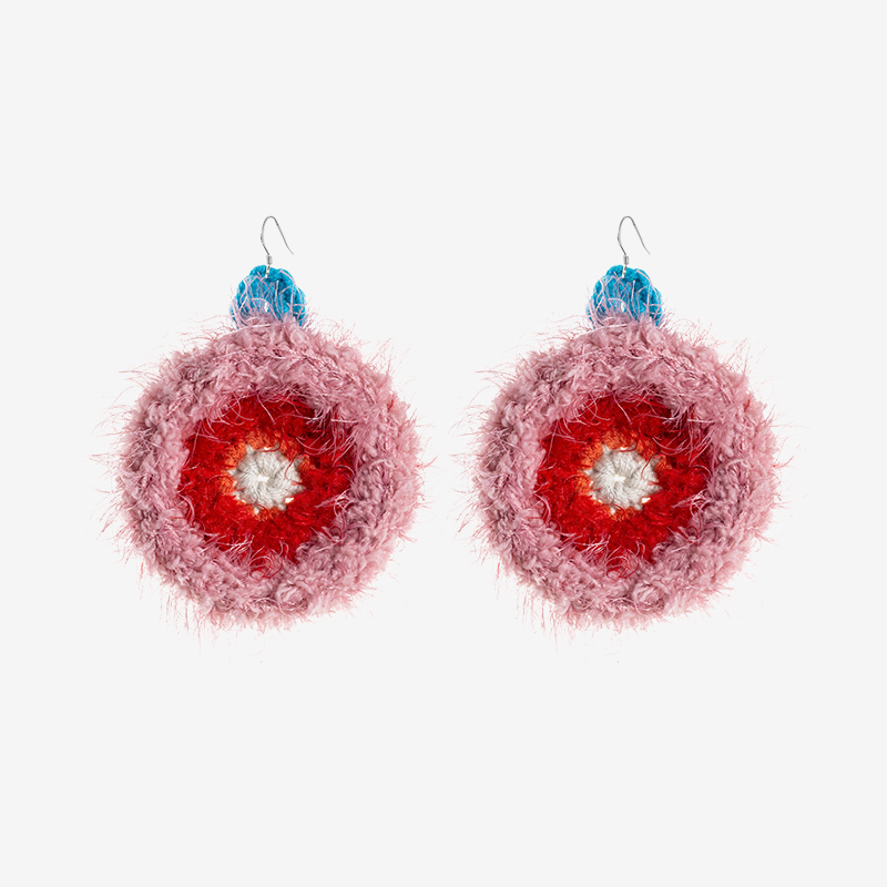 Handmade fashion earrings Plush round earrings-feeky