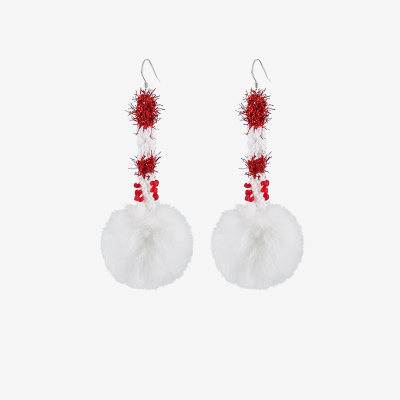 Handmade fashion earrings Snowball earrings-feeky
