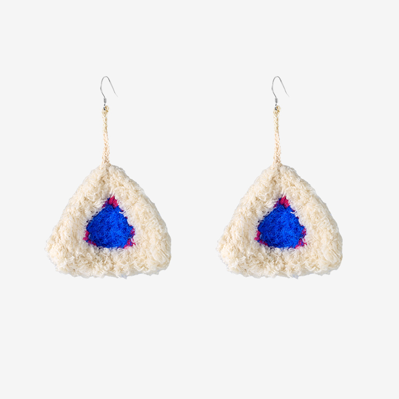 Handmade fashion earrings Triangular White Velvet Earrings-feeky