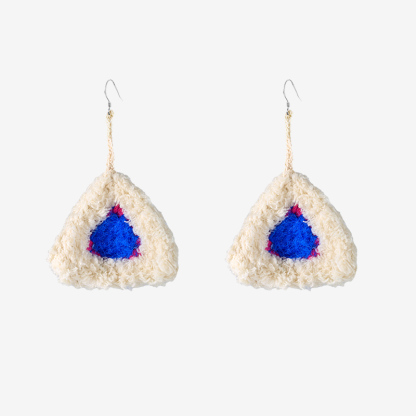 Triangular White Velvet Earrings