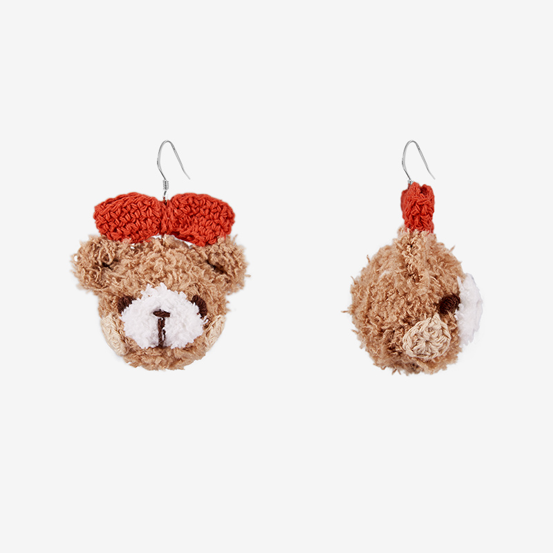  Micro-Crochet | Teddy Bear Earrings- Artisan Hand-Crocheted--feeky-Unique Sustainable Fashion