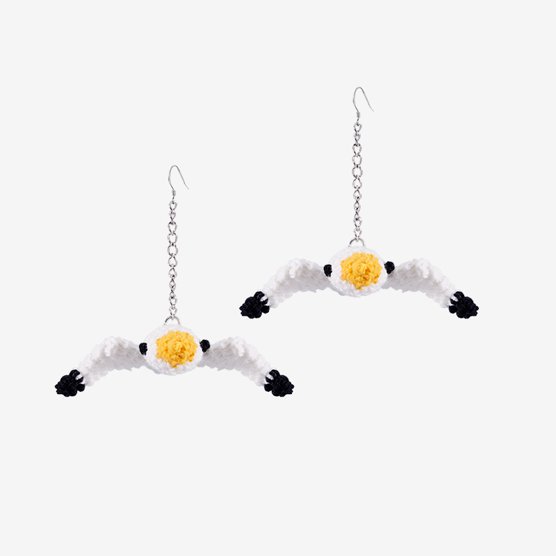  Micro-Crochet | Seagull Earrings- Artisan Hand-Crocheted--feeky-Unique Sustainable Fashion