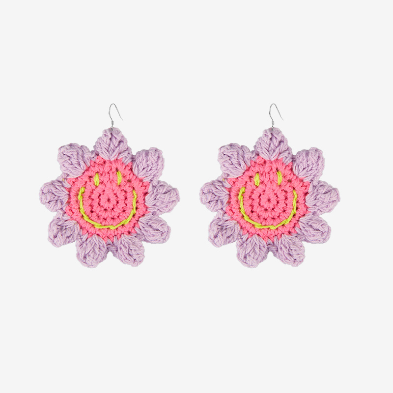 Handmade fashion earrings Colorful smiley flower earrings-feeky