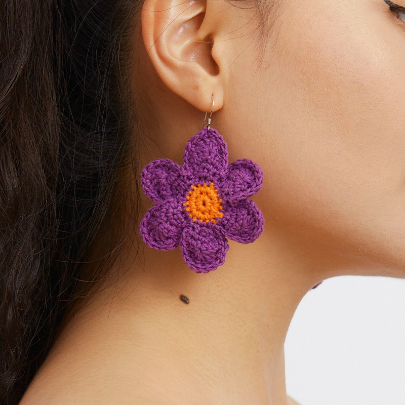 handmade jewelry  unique accessories Purple flower earrings-feeky
