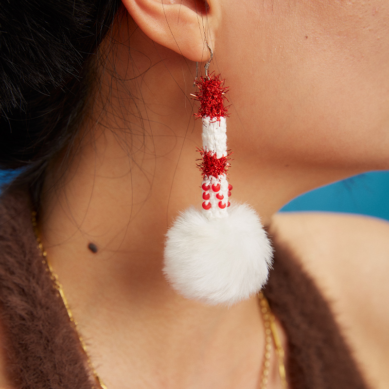  Micro-Crochet | Snowball Earrings- Artisan Hand-Crocheted--feeky-Unique Sustainable Fashion