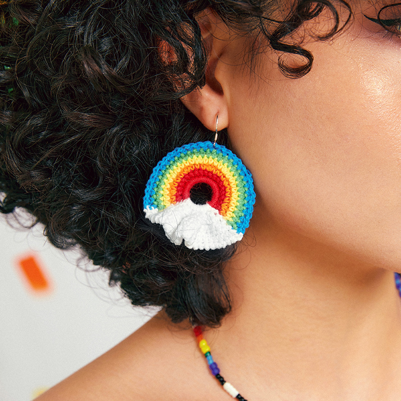 Rainbow cloud earrings