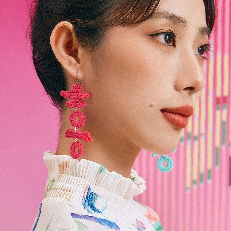 handmade jewelry  unique accessories Double happiness earrings-feeky