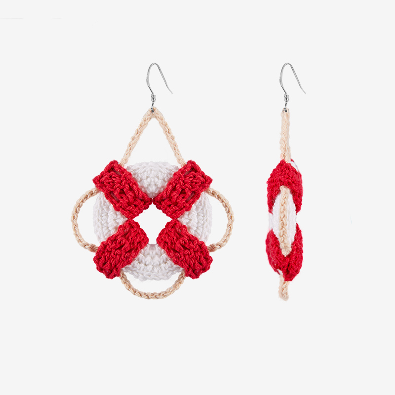 Micro-Crochet | Swimming Ring Earrings- Artisan Hand-Crocheted--feeky-Unique Sustainable Fashion