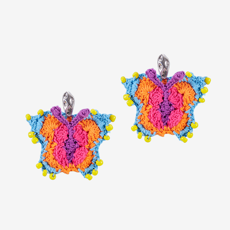  Micro-Crochet | Butterfly Earrings- Artisan Hand-Crocheted--feeky-Unique Sustainable Fashion