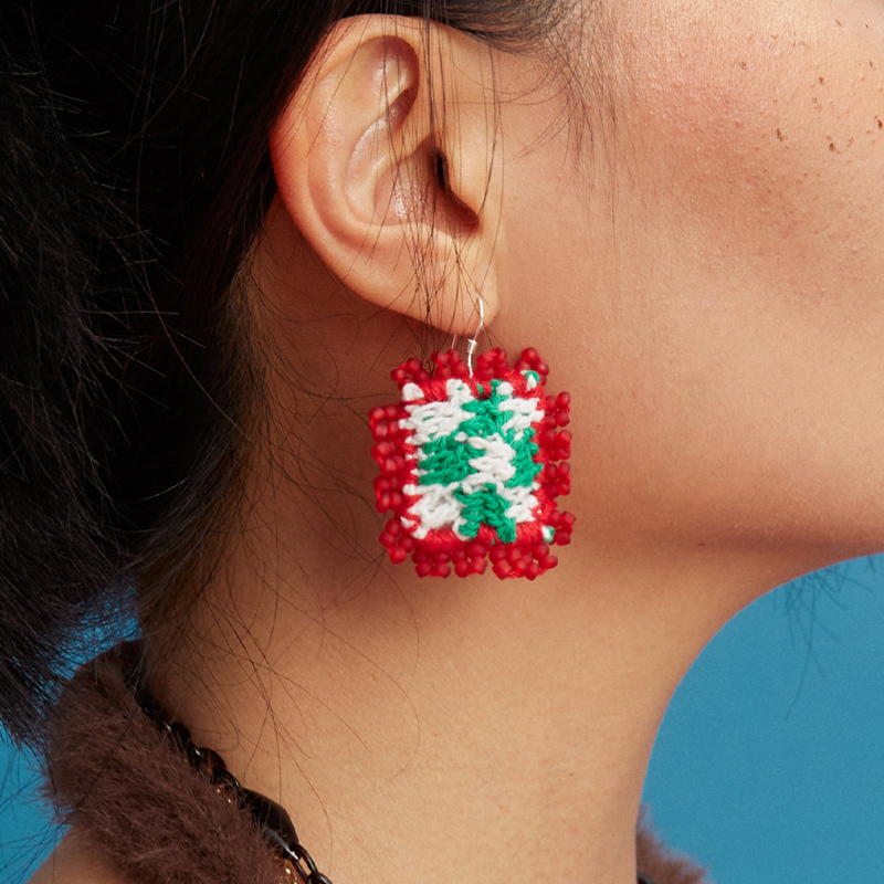  Micro-Crochet | Square Retro Earrings- Artisan Hand-Crocheted--feeky-Unique Sustainable Fashion