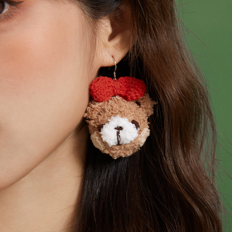  Micro-Crochet | Teddy Bear Earrings- Artisan Hand-Crocheted--feeky-Unique Sustainable Fashion
