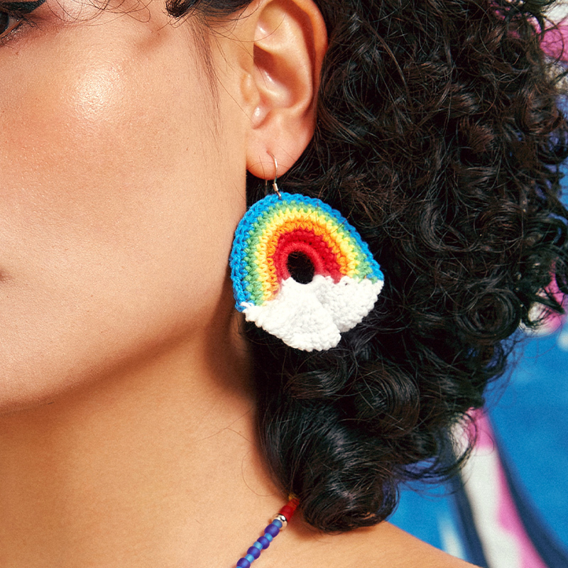 Rainbow cloud earrings