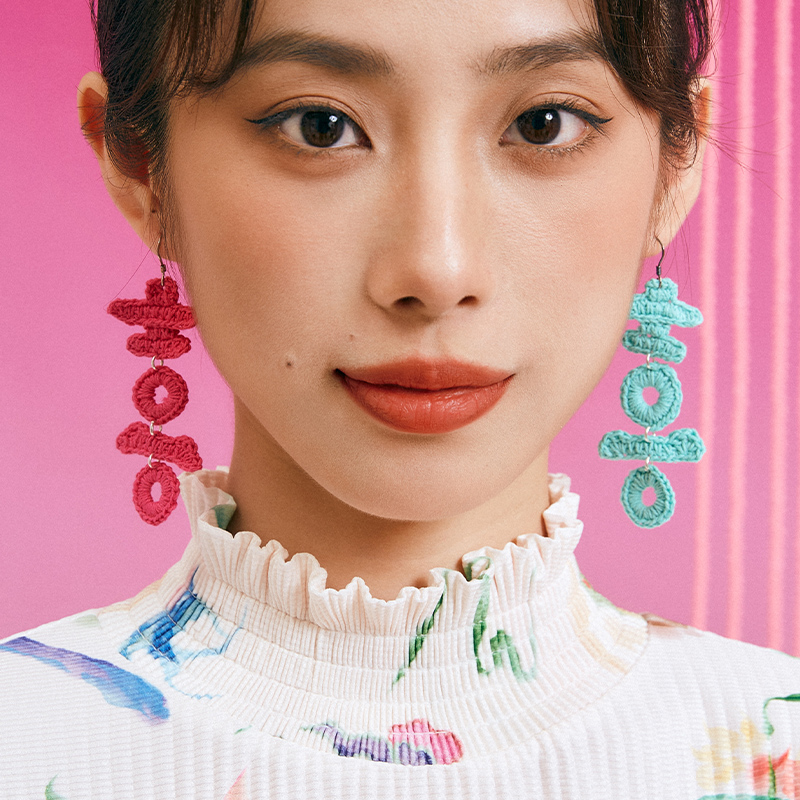 handmade jewelry  unique accessories Double happiness earrings-feeky