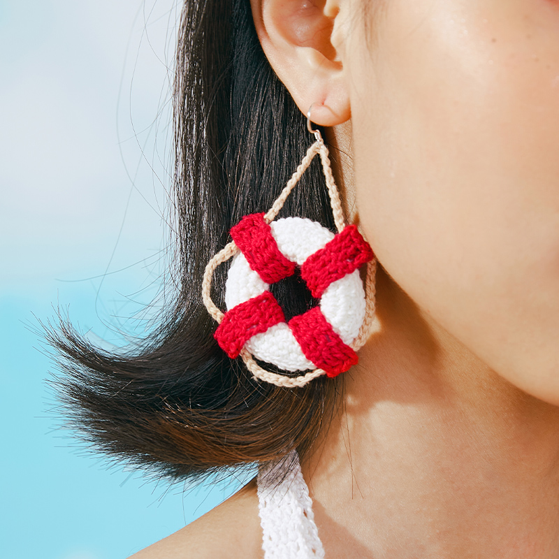  Micro-Crochet | Swimming Ring Earrings- Artisan Hand-Crocheted--feeky-Unique Sustainable Fashion