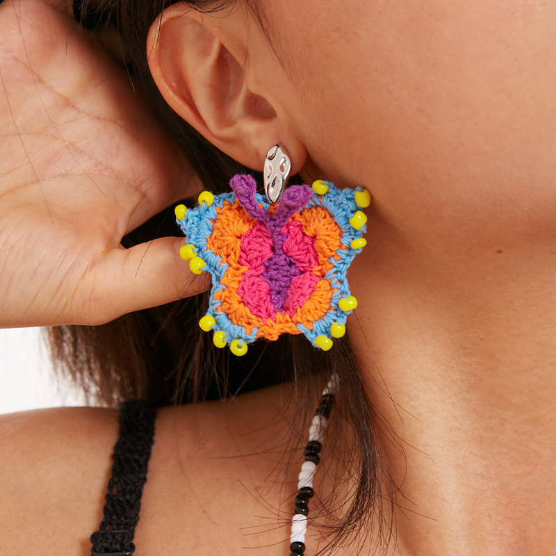  Micro-Crochet | Butterfly Earrings- Artisan Hand-Crocheted--feeky-Unique Sustainable Fashion