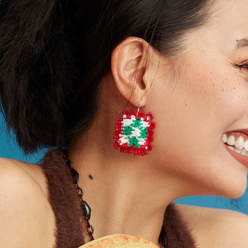  Micro-Crochet | Square Retro Earrings- Artisan Hand-Crocheted--feeky-Unique Sustainable Fashion