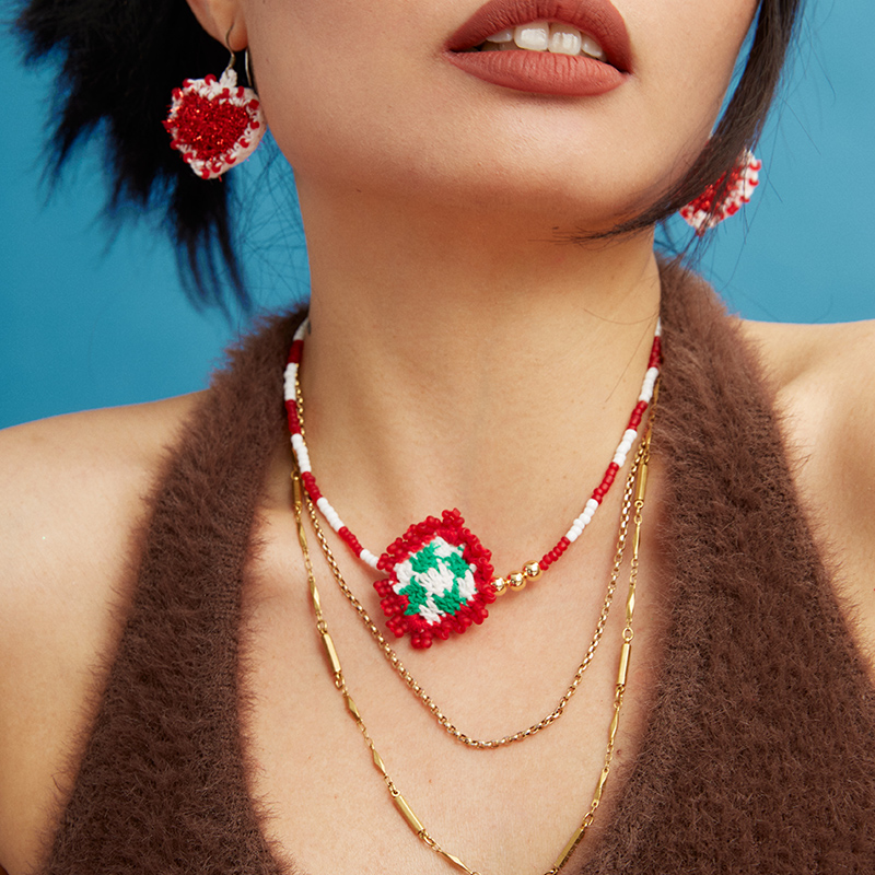 handmade jewelry  unique accessories Square vintage necklace-feeky