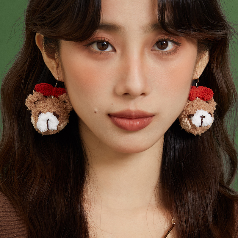  Micro-Crochet | Teddy Bear Earrings- Artisan Hand-Crocheted--feeky-Unique Sustainable Fashion