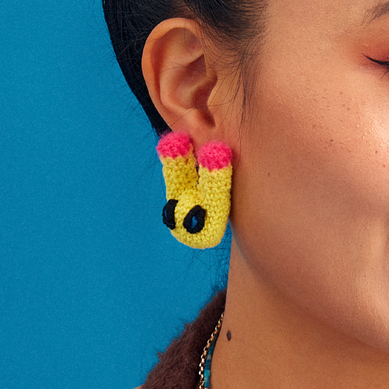 Colorful Rabbit Yellow Earrings