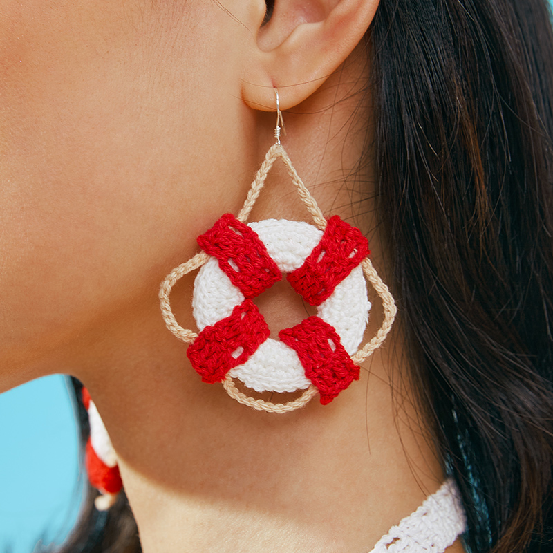  Micro-Crochet | Swimming Ring Earrings- Artisan Hand-Crocheted--feeky-Unique Sustainable Fashion