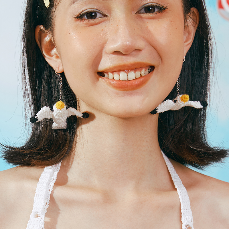  Micro-Crochet | Seagull Earrings- Artisan Hand-Crocheted--feeky-Unique Sustainable Fashion