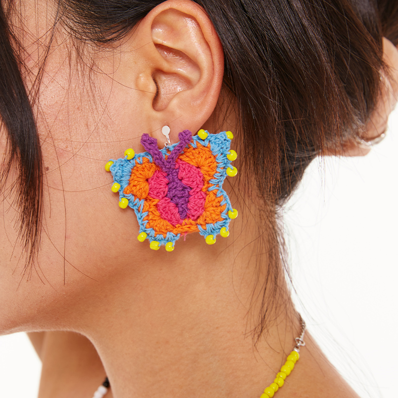  Micro-Crochet | Butterfly Earrings- Artisan Hand-Crocheted--feeky-Unique Sustainable Fashion