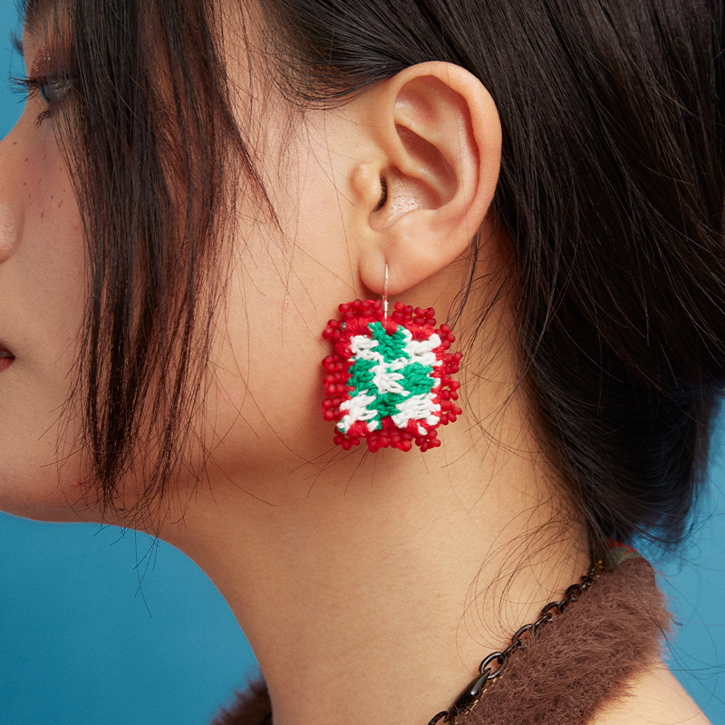 Micro-Crochet | Square Retro Earrings- Artisan Hand-Crocheted--feeky-Unique Sustainable Fashion