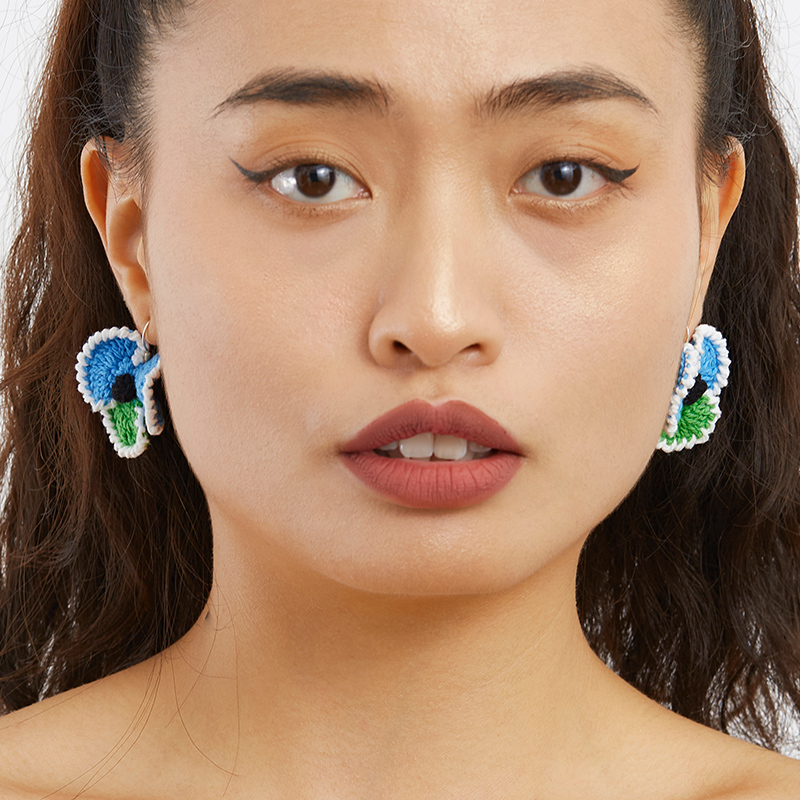 handmade jewelry  unique accessories Round flower earrings-feeky