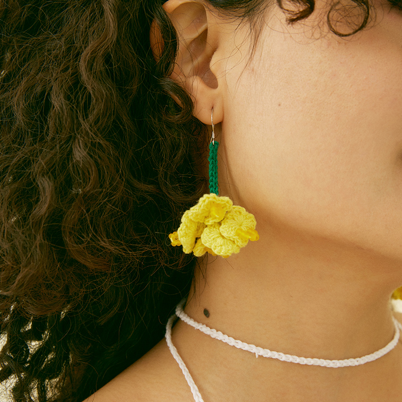  Micro-Crochet | Rapeseed Flowers Earrings- Artisan Hand-Crocheted--feeky-Unique Sustainable Fashion