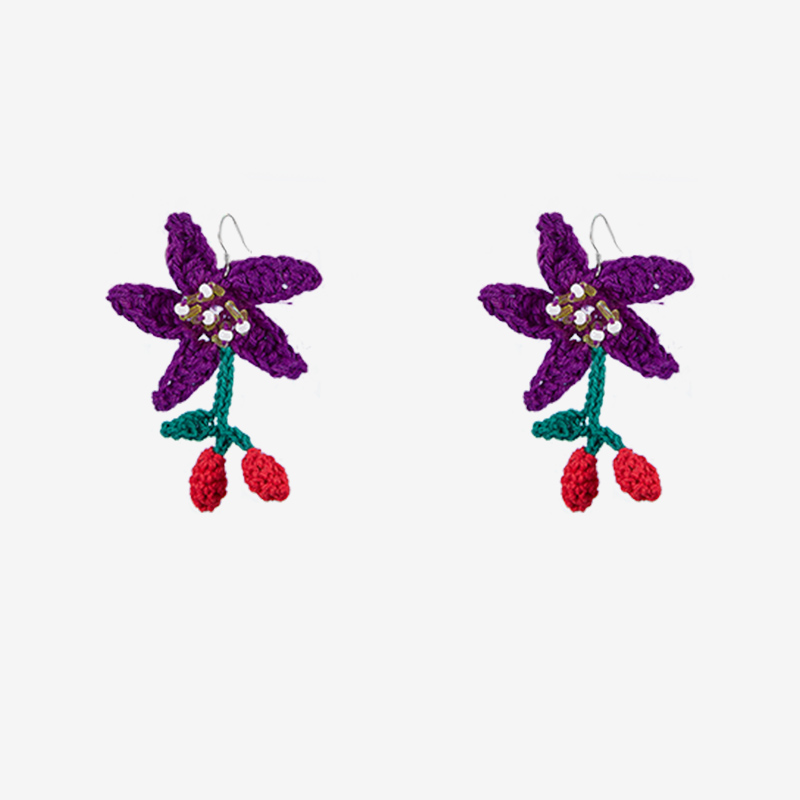  Micro-Crochet | Wolfberry Flowers Earrings- Artisan Hand-Crocheted--feeky-Unique Sustainable Fashion