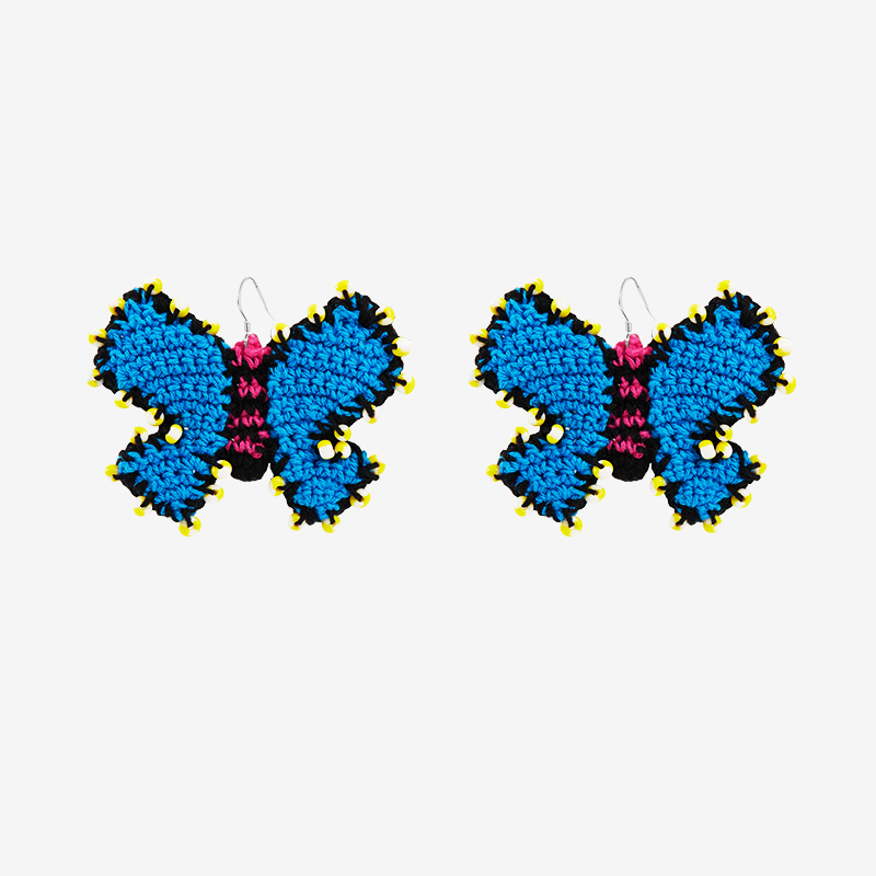 Handmade fashion earrings Blue butterfly earrings-feeky
