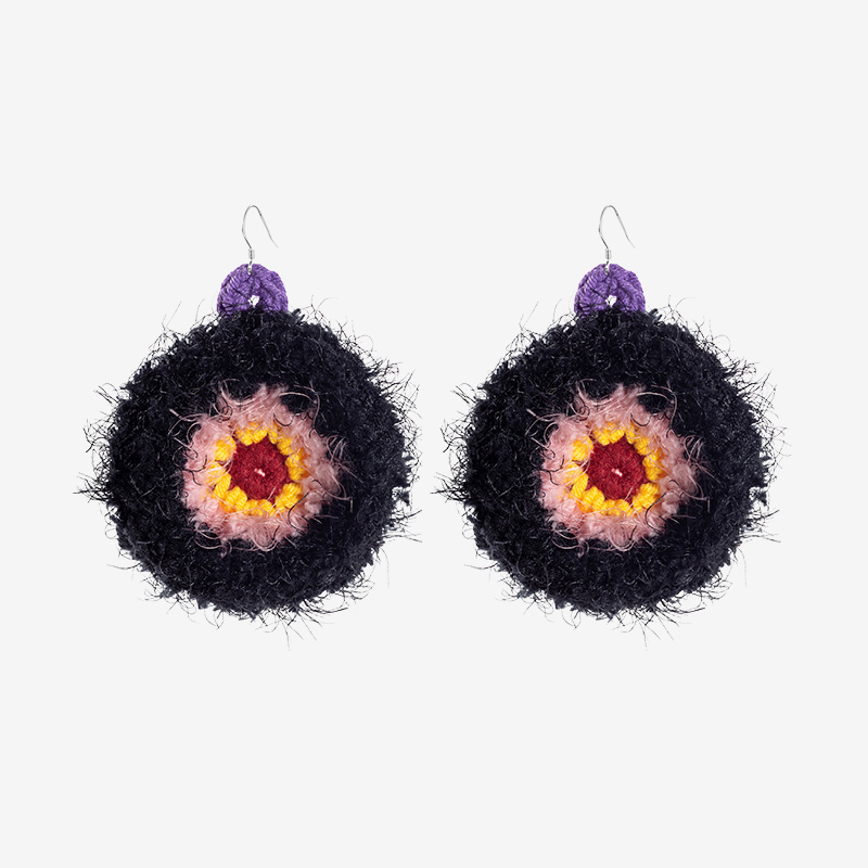 Plush round earrings